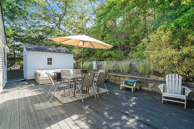 8 Glenwood Pl, Farmingville, NY 11738 - deck featuring an outbuilding and outdoor dining area