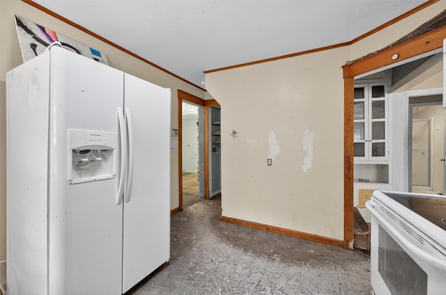 1973 State Route 17k, Montgomery, NY 12549 - kitchen featuring white appliances and crown molding