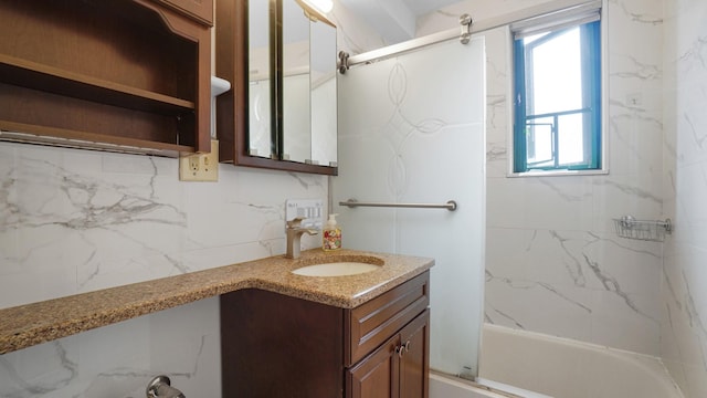 1610 Metropolitan Ave Unit 6H, Bronx, NY 10462 - full bathroom with vanity, backsplash, and tub / shower combination