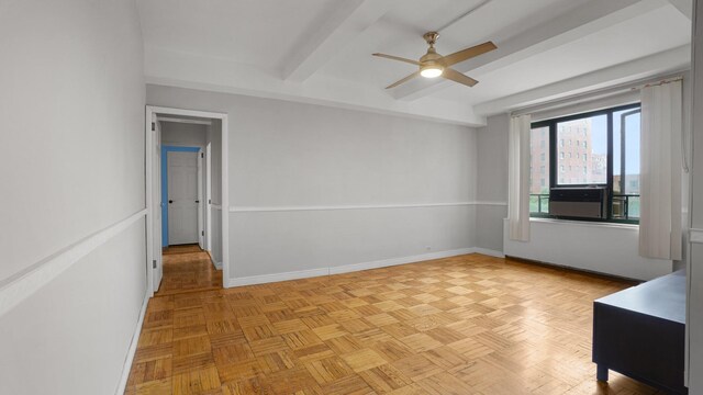 1610 Metropolitan Ave Unit 6H, Bronx, NY 10462 - spare room featuring ceiling fan and beamed ceiling