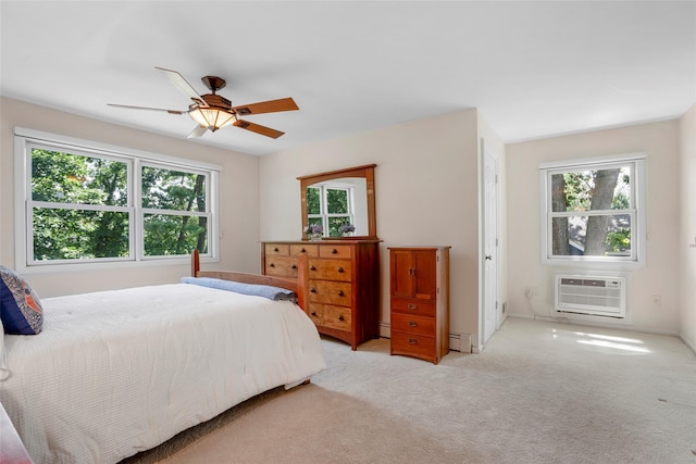 918 Sylvan Ln, Mamaroneck, NY 10543 - bedroom featuring a wall mounted AC, carpet, a ceiling fan, and baseboard heating
