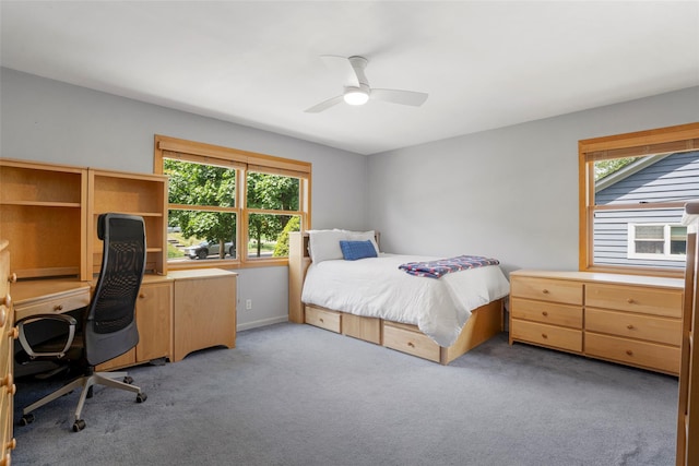 918 Sylvan Ln, Mamaroneck, NY 10543 - bedroom featuring light colored carpet, a desk, and ceiling fan