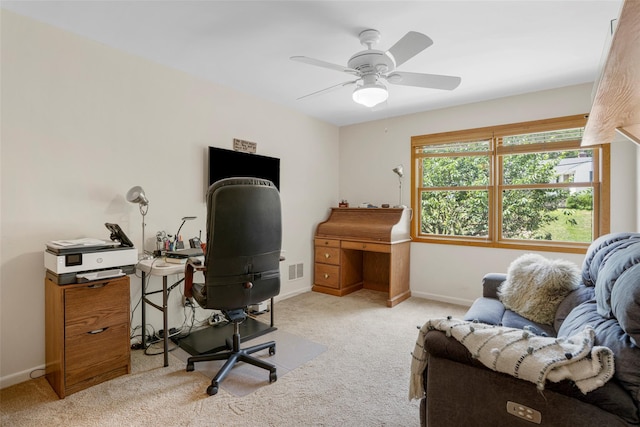 918 Sylvan Ln, Mamaroneck, NY 10543 - carpeted office space with baseboards and a ceiling fan