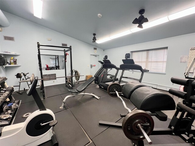 2453 Union Blvd Unit 3A, Islip, NY 11751 - exercise room featuring vaulted ceiling