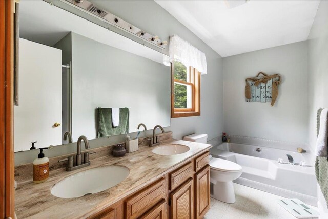 61 Travis Blvd, Catskill, NY 12414 - full bathroom featuring a bath, double vanity, and tile patterned floors
