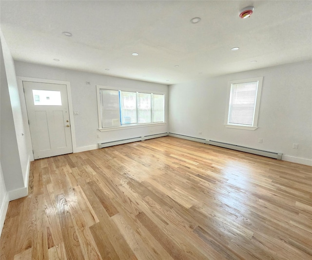 153-23 123rd Ave, Jamaica, NY 11434 - entrance foyer featuring light wood finished floors, a baseboard radiator, and recessed lighting