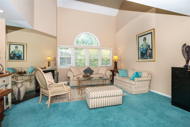 17 Jared Dr, White Plains, NY 10605 - living room with a towering ceiling and carpet flooring