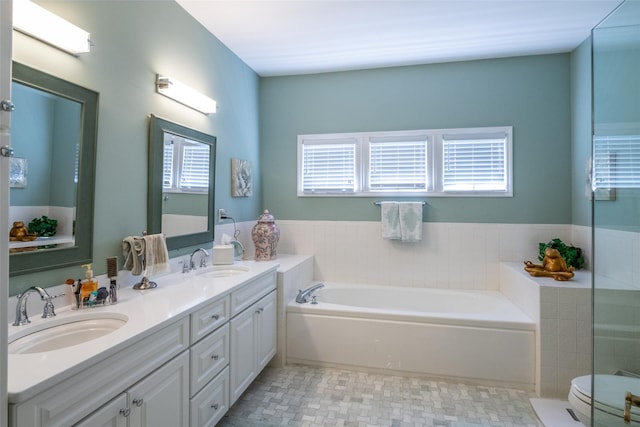 17 Jared Dr, White Plains, NY 10605 - full bathroom featuring a garden tub and double vanity