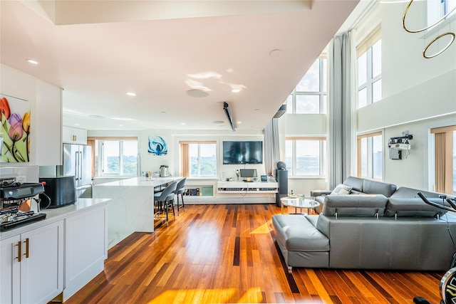 4318 Main St Unit 12A, Flushing, NY 11355 - living room with light wood finished floors and recessed lighting