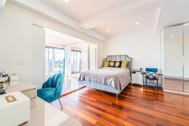 4318 Main St Unit 12A, Flushing, NY 11355 - bedroom featuring wood finished floors, access to outside, and recessed lighting