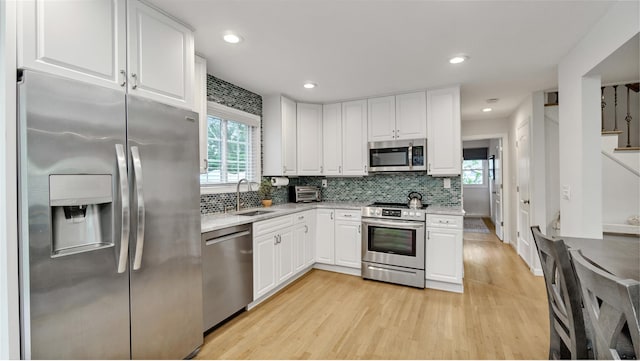 3 Yale, Hampton Bays, NY 11946 - kitchen with appliances with stainless steel finishes, healthy amount of natural light, white cabinets, and recessed lighting