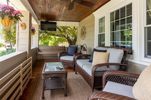 58 Hillside Ave, New Rochelle, NY 10801 - porch with a ceiling fan