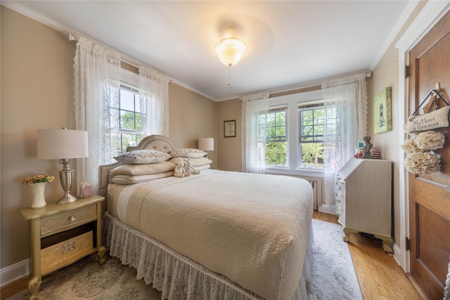 58 Hillside Ave, New Rochelle, NY 10801 - bedroom with ornamental molding and light wood-style floors