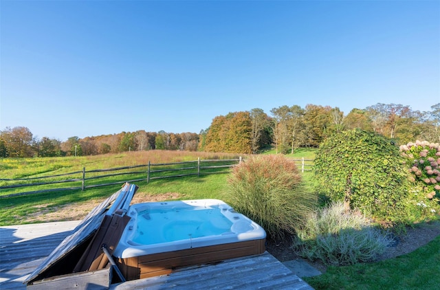 174 Sunset Trl, Clinton Corners, NY 12514 - wooden terrace with a hot tub and a rural view