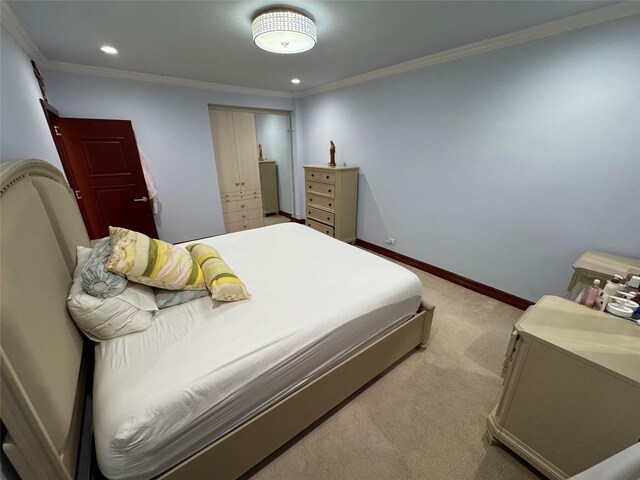 6360 102nd St Unit B19, Rego Park, NY 11374 - carpeted bedroom featuring recessed lighting and ornamental molding