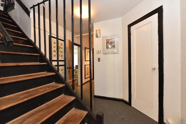 102-35 187th St, Hollis, NY 11423 - stairs with carpet and baseboards