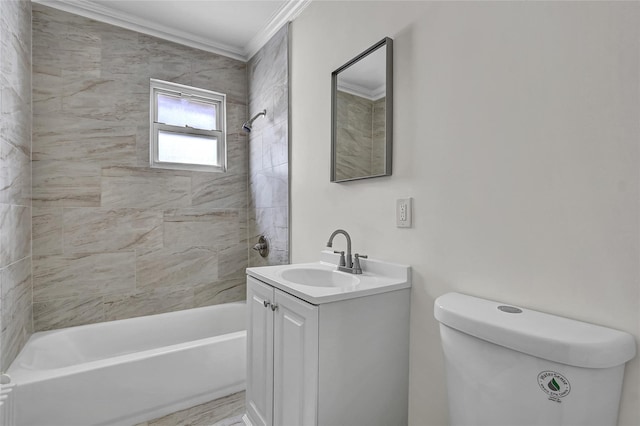 58-60 78th Ave, Glendale, NY 11385 - bathroom with ornamental molding, vanity, and shower / bathtub combination