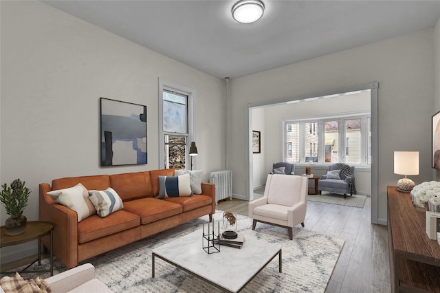 58-60 78th Ave, Glendale, NY 11385 - living room featuring radiator heating unit and light wood finished floors