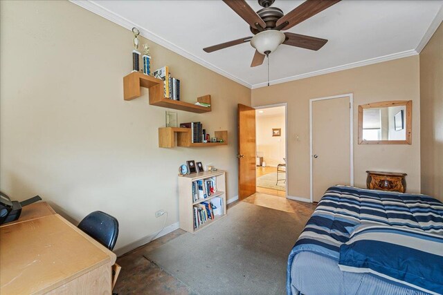 162-41 Powells Cove Blvd Unit 4D, Beechhurst, NY 11357 - carpeted bedroom featuring crown molding and ceiling fan