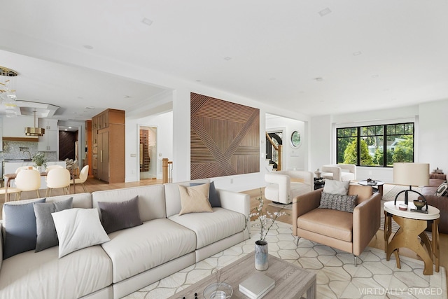 26 Saint Andrews Ct, Old Westbury, NY 11568 - living area featuring stairs