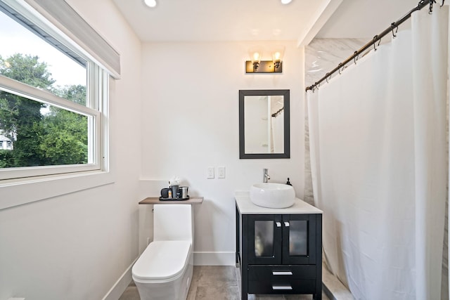 5 Pickett Ct, Malverne, NY 11565 - full bath featuring vanity, a shower with shower curtain, and recessed lighting