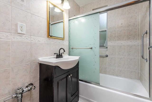 33-35 81st St Unit 4A, Jackson Heights, NY 11372 - bathroom with vanity, shower / bath combination, and tile walls