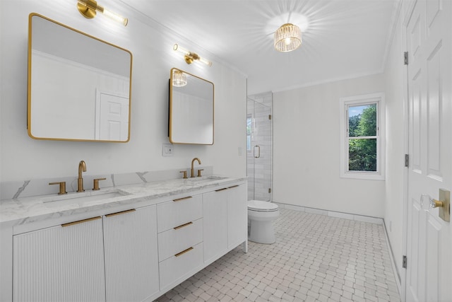 15 Benedict Ave, Eastchester, NY 10709 - full bath with double vanity, tiled shower, and ornamental molding