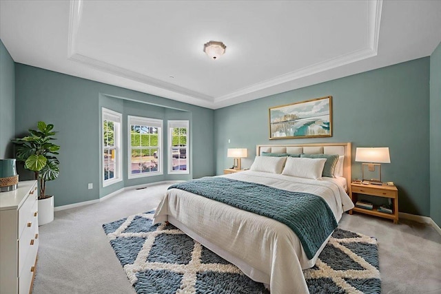 13 Nicole Ct, Copiague, NY 11726 - bedroom with a raised ceiling, light carpet, and ornamental molding