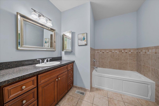 13 Nicole Ct, Copiague, NY 11726 - bathroom featuring a bath, vanity, and tile patterned floors