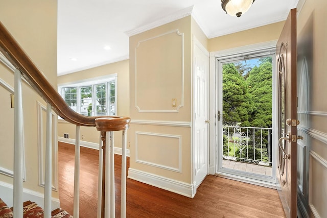 2 Ann Pl, Valhalla, NY 10595 - entryway with ornamental molding, wood finished floors, and recessed lighting