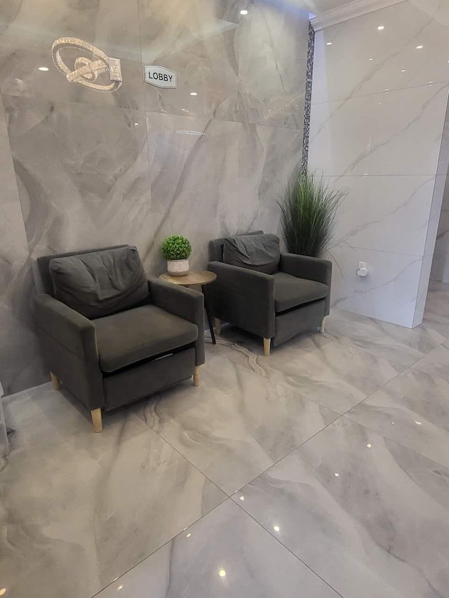 4218 147th St Unit 2E, Flushing, NY 11355 - community lobby with tile walls