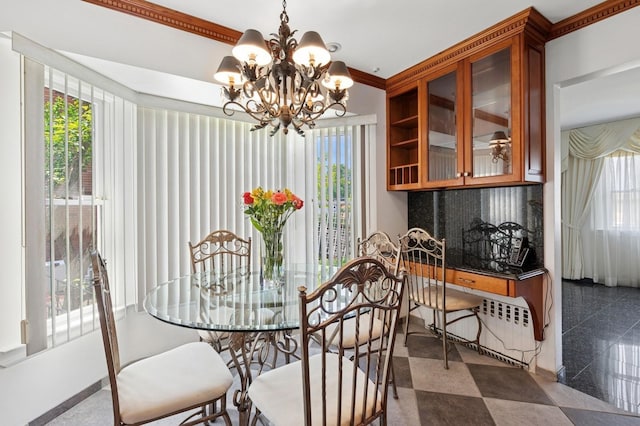 24-56 Little Neck Blvd, Bayside, NY 11360 - dining area featuring a chandelier and ornamental molding