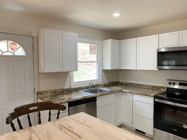 604 Basket Rd, Long Eddy, NY 12760 - kitchen featuring appliances with stainless steel finishes, white cabinetry, and recessed lighting