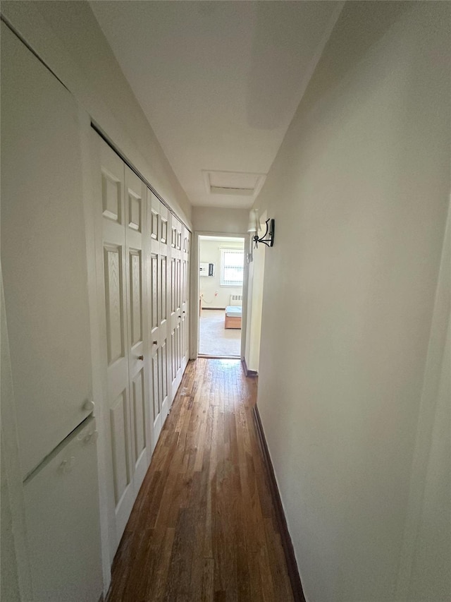 150-85 70th Rd Unit 2B, Flushing, NY 11367 - hall featuring wood finished floors and attic access