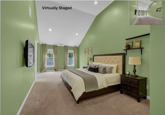2509 Sylvan Loop, Wappingers Falls, NY 12590 - carpeted bedroom with high vaulted ceiling and recessed lighting