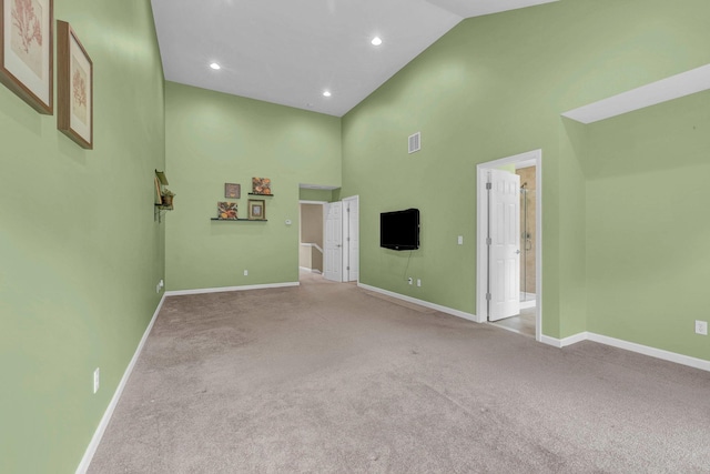 2509 Sylvan Loop, Wappingers Falls, NY 12590 - carpeted empty room featuring high vaulted ceiling and recessed lighting