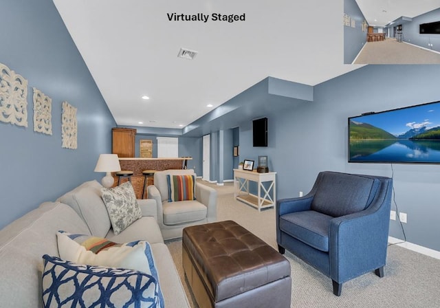 2509 Sylvan Loop, Wappingers Falls, NY 12590 - living room featuring carpet floors, recessed lighting, and a high ceiling