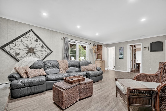69 Oakland Pl, Nanuet, NY 10954 - living area featuring crown molding, wood finished floors, and recessed lighting