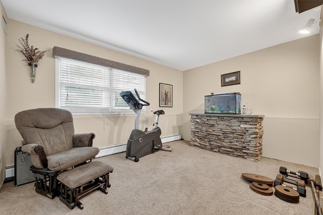 69 Oakland Pl, Nanuet, NY 10954 - exercise area with carpet flooring and baseboard heating