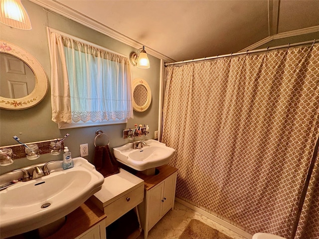 18 Amherst Rd, Red Hook, NY 12571 - bathroom featuring crown molding and a shower with curtain