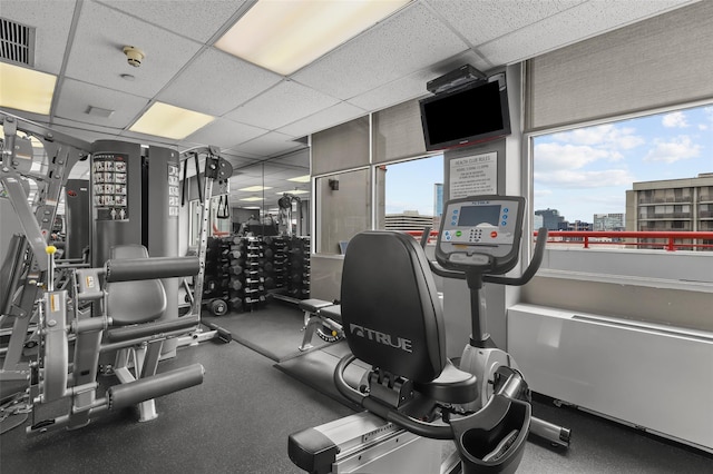 10Stewart Place 3Hw, White Plains, NY 10601 - exercise room featuring a drop ceiling
