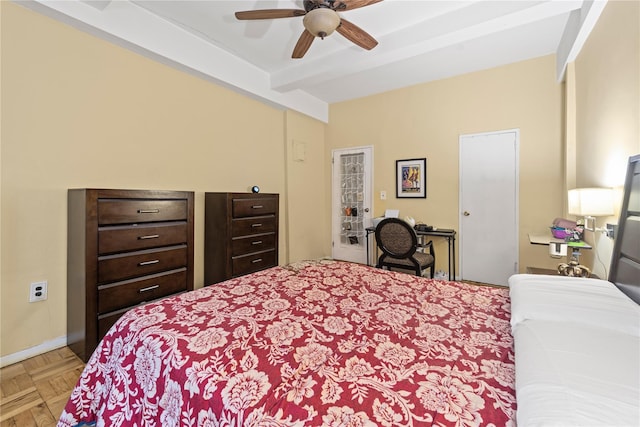 1 Balint Dr Unit 267, Yonkers, NY 10710 - bedroom featuring beamed ceiling and a ceiling fan