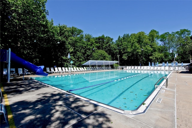 96 Highridge Rd, New Rochelle, NY 10804 - community pool featuring a patio and a water slide