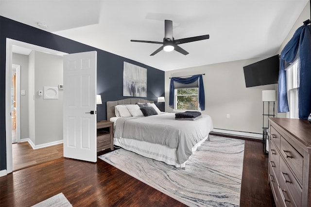 6 Spring Rock Rd, New Windsor, NY 12553 - bedroom featuring baseboard heating, dark wood-type flooring, and ceiling fan