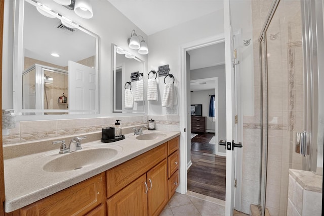 6 Spring Rock Rd, New Windsor, NY 12553 - full bath with a shower stall, double vanity, and tile patterned flooring