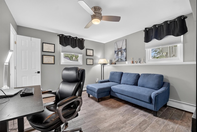 6 Spring Rock Rd, New Windsor, NY 12553 - home office with a baseboard radiator, plenty of natural light, and wood finished floors
