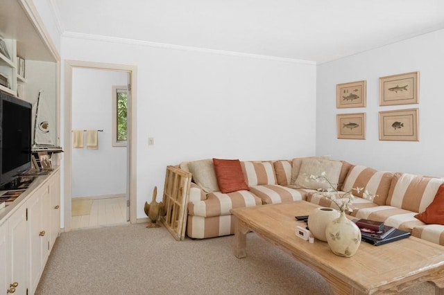 61 Hidden Cove Ct, Southampton, NY 11968 - living area with crown molding and light colored carpet