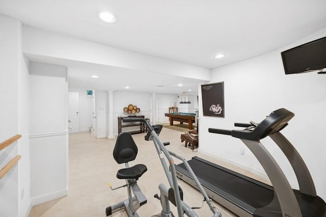 61 Hidden Cove Ct, Southampton, NY 11968 - workout room featuring billiards table and recessed lighting