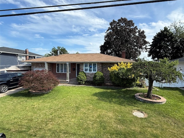 176 Floyd St, Brentwood, NY 11717 - view of front of house featuring a front yard and a chimney