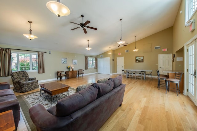 13 Knightsbridge Unit G, Poughkeepsie, NY 12603 - living area featuring ceiling fan, light wood-type flooring, healthy amount of natural light, and high vaulted ceiling